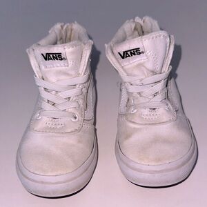 Vans Size 7 White Elastic Lace Zip Up High Tops